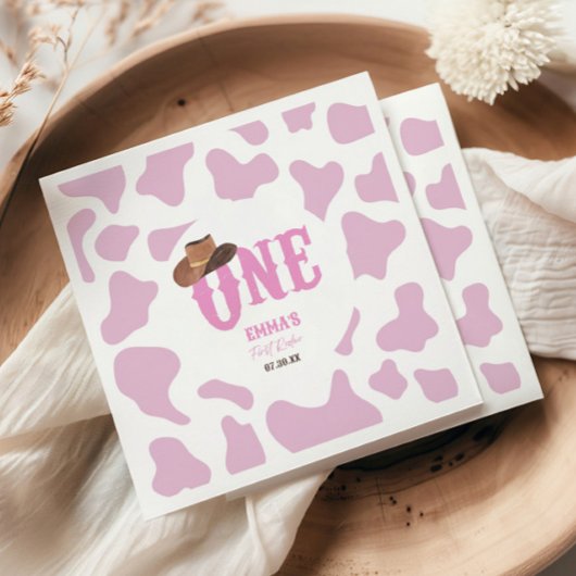 Roze Cowgirl ONE Eerste Rodeo 1e Verjaardagsfeest Servet