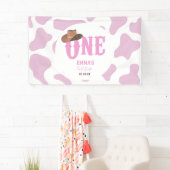 Roze Cowgirl ONE Eerste Rodeo 1e Verjaardagsfeest Spandoek (Insitu)