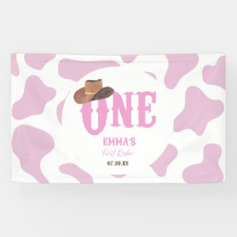 Roze Cowgirl ONE Eerste Rodeo 1e Verjaardagsfeest Spandoek