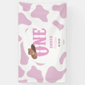 Roze Cowgirl ONE Eerste Rodeo 1e Verjaardagsfeest Spandoek (Verticaal)