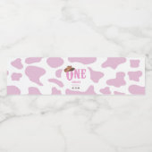 Roze Cowgirl ONE Eerste Rodeo 1e Verjaardagsfeest Waterfles Etiket (Enkel label)