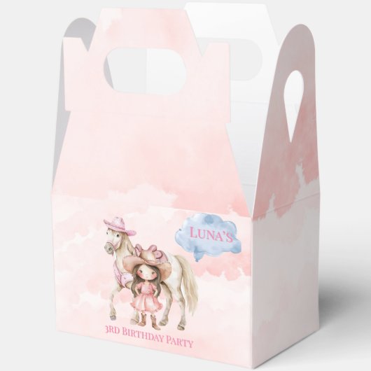 Roze Cowgirl Paard 00ste Verjaardagsfeest Bedankdoosjes (Open)
