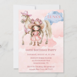 Roze Cowgirl Paard 00ste Verjaardagsfeest Kaart