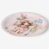 Roze Cowgirl Paard 00ste Verjaardagsfeest Papieren Bordje (Gekanteld)