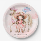 Roze Cowgirl Paard 00ste Verjaardagsfeest Papieren Bordje (Voorkant)