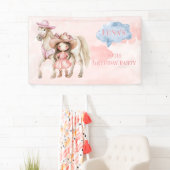 Roze Cowgirl Paard 00ste Verjaardagsfeest Spandoek (Insitu)