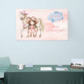 Roze Cowgirl Paard 00ste Verjaardagsfeest Spandoek (Beurs)