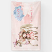 Roze Cowgirl Paard 00ste Verjaardagsfeest Spandoek (Verticaal)