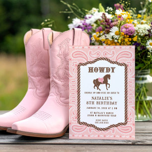 Roze Cowgirl   Paard Silhouet   Verjaardag   Kaart