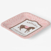 Roze Cowgirl | Paarden Silhouette 3rd Birthday Papieren Bordje (Gebogen)
