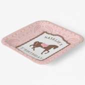 Roze Cowgirl | Paarden Silhouette 7th Birthday Papieren Bordje (Gebogen)