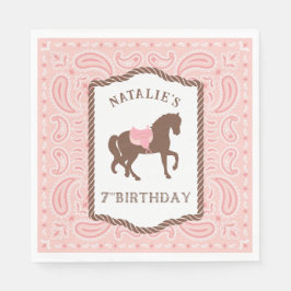 Roze Cowgirl | Paarden Silhouette 7th Birthday Servet