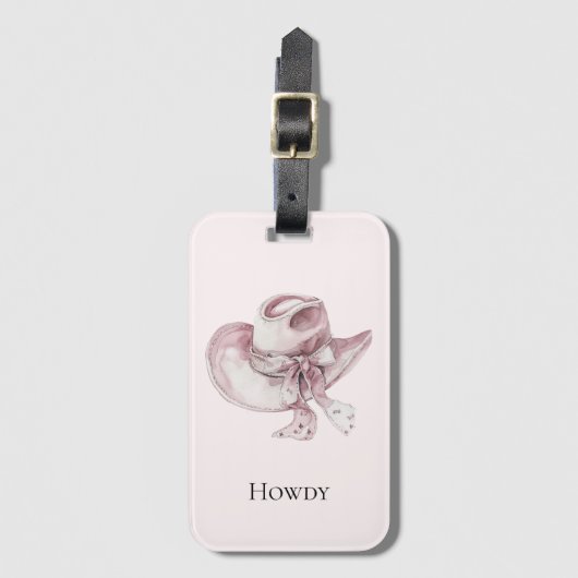 Roze Cowgirl Pet Bagagelabel (Voorkant (verticaal))