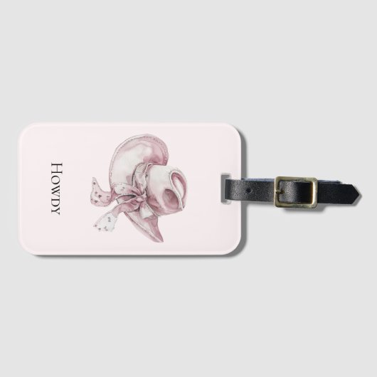 Roze Cowgirl Pet Bagagelabel (Voorkant (horizontaal))