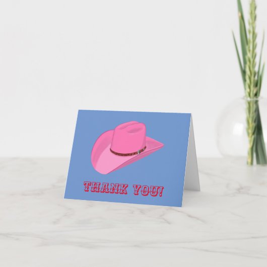 Roze cowgirl pet bedankkaart (Voorkant)