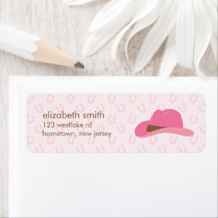 Roze Cowgirl Pet Etiket