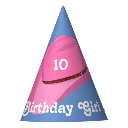 Roze cowgirl pet feesthoedjes (Voorkant)