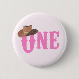 Roze Cowgirl Pet leek een eerste verjaardag Ronde Button 5,7 Cm