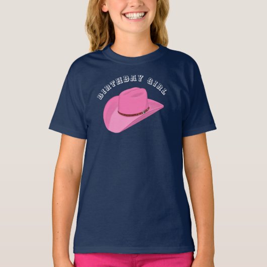 Roze Cowgirl pet verjaardag T-shirt (Voorkant)