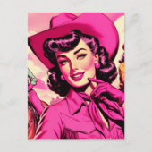 Roze Cowgirl Pin-up Briefkaart (Voorkant)