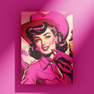 Roze Cowgirl Pin-up Briefkaart