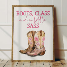 Roze Cowgirl Poster Kinderen Westerse Kamer Decora