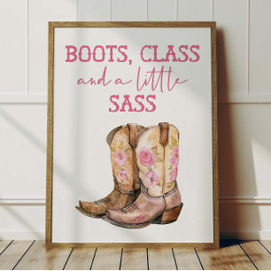 Roze Cowgirl Poster Kinderen Westerse Kamer Decora
