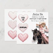 Roze Cowgirl Retro Galentine's Day-feestje Feestdagenkaart (Voorkant / Achterkant)