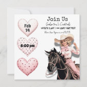 Roze Cowgirl Retro Galentine's Day-feestje Feestdagenkaart (Voorkant)