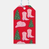 Roze Cowgirl Rodeo Pet Kerstboom Rood Cadeaulabel (Voorkant)