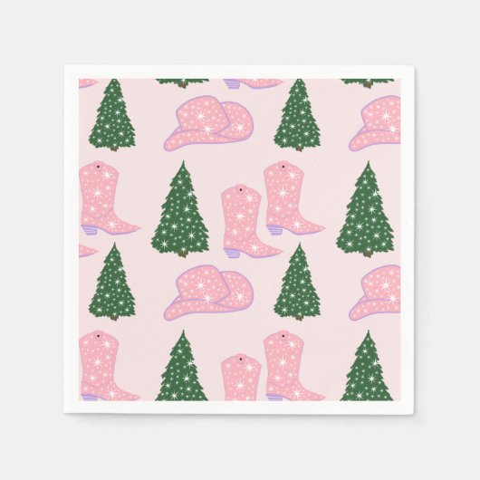 Roze Cowgirl Rodeo Pet Kerstboom Servet (Voorkant)