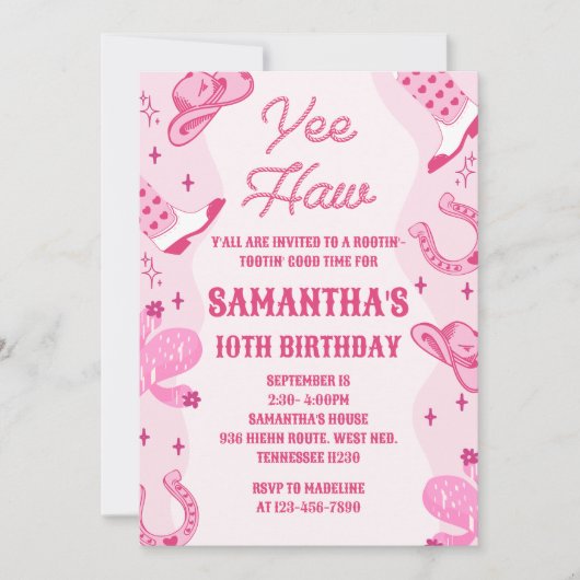 Roze Cowgirl Rodeo Verjaardag Kaart (Voorkant)