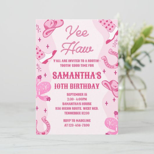 Roze Cowgirl Rodeo Verjaardag Kaart (Staand voorkant)