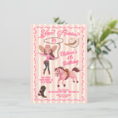 Roze Cowgirl Rodeo verjaardagsfeestje Kaart (Staand voorkant)