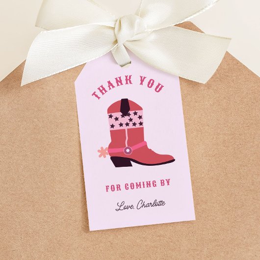 Roze Cowgirl Rodeo Western Verjaardagsfeest Cadeaulabel