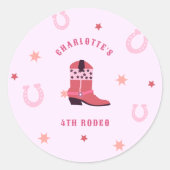 Roze Cowgirl Rodeo Western Verjaardagsfeest Ronde Sticker (Voorkant)