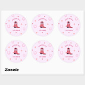 Roze Cowgirl Rodeo Western Verjaardagsfeest Ronde Sticker (Vel)