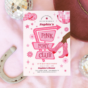 Roze Cowgirl Roze Pony Club Verjaardagsfeestje Kaart