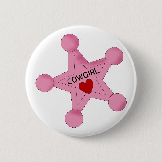 Roze Cowgirl Sheriff Star Button (Voorkant)
