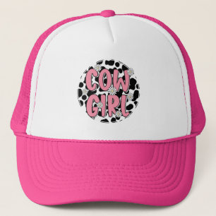 Roze Cowgirl Typography Daisy Cute Trucker Pet