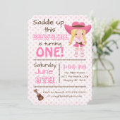 Roze Cowgirl Uitnodiging (Staand voorkant)