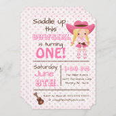 Roze Cowgirl Uitnodiging (Voorkant / Achterkant)