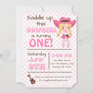 Roze Cowgirl Uitnodiging