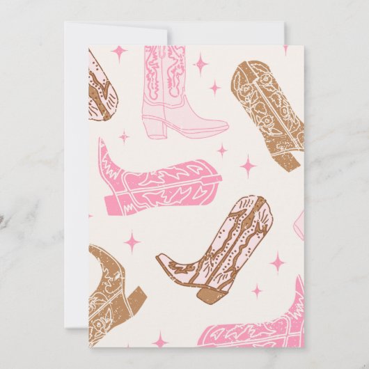 Roze Cowgirl Uitnodiging voor verjaardag (Achterkant)