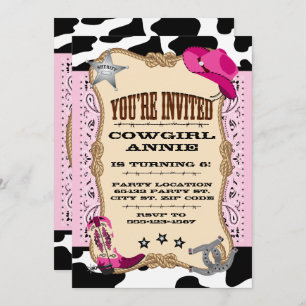  Roze Cowgirl Uitnodigingen van de Birthday Party