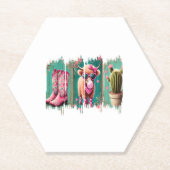 Roze Cowgirl Valentijn, Hart Kartonnen Onderzetters (Voorkant)