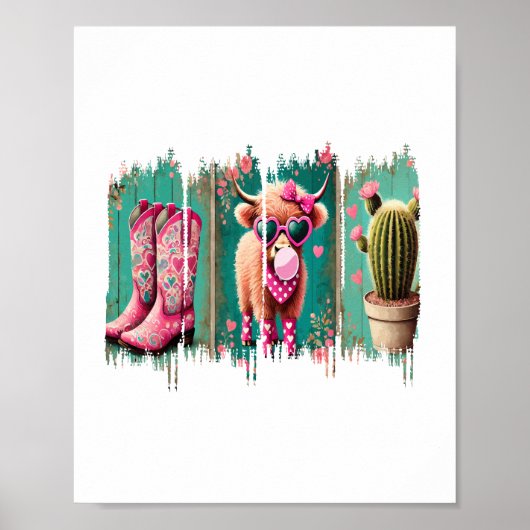 Roze Cowgirl Valentijn, Hart Poster (Voorkant)
