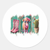Roze Cowgirl Valentijn, Hart Ronde Sticker (Voorkant)