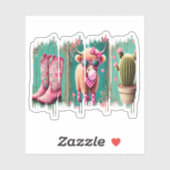Roze Cowgirl Valentijn, Hart Sticker (Vel)