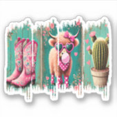 Roze Cowgirl Valentijn, Hart Sticker (Voorkant)